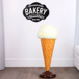 French Vanilla Ice Cream Cone Standing Shop Display Floor Sign 3 Ft