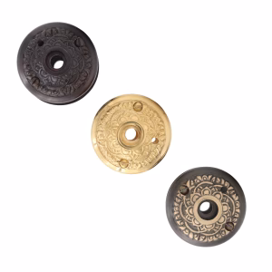 PRIVACY Solid Cast Brass Floral Round Rosette Door Back Plate - 3 Finish Options