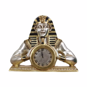King Tut Wall or Mantle Clock Egyptian Temple Faux Gold Leaf Big 21 Inches