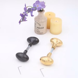 Solid Cast Brass Heavy Oval Knob Hardware Set for Door Sets - 2 Finish Choices
