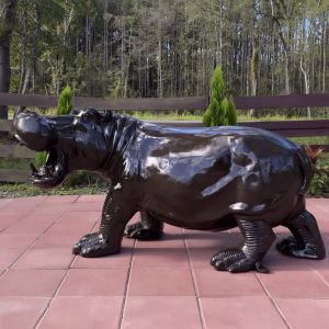 Big Bronze Painted Hippo Statue 70 Inches rust-resistant Aluminum