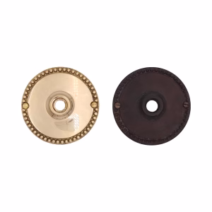 New Products Pair of Large Beaded Rosette Plates in Cast Brass - Passage Plates - 2 Finishes, main product photo