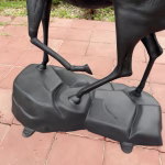 Stag Deer Statue on Rock Base Cast Aluminum Painted Buck Sculpture 67 Inches, close-up