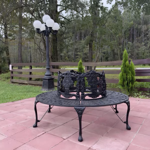 Victorian Circular Tree Bench in rust-resistant Aluminum - Painted in Black
