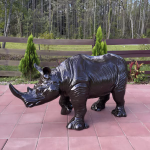 Bronze Painted Baby Rhino Statue 62 Inches rust-resistant Aluminum