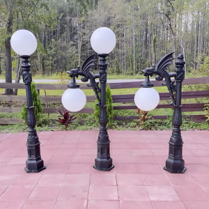 New Products Pair of Single or Double Globe Pole Lights for Outdoor Use - The Guardian, main product photo
