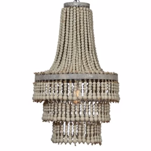 Sale Three Tier Beaded Chandelier with Silver Leaf Frame - The Homestead